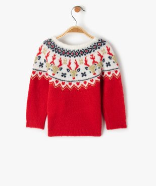 Pull de noël bébé fille à motif jacquard vue3 - GEMO(BEBE DEBT) - GEMO