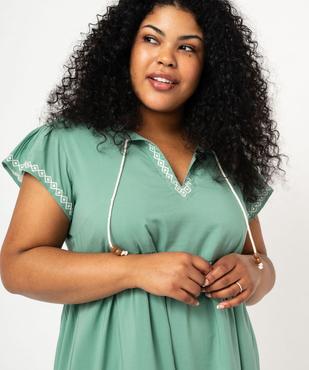 Robe grande taille à manches courtes et broderies ethniques femme vue2 - GEMO (G TAILLE) - GEMO