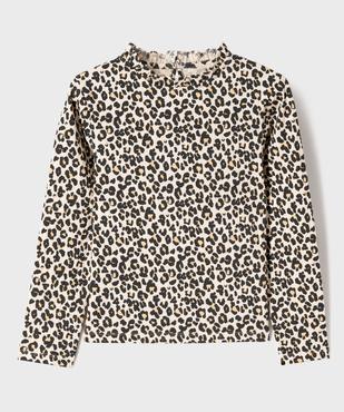 Tee-shirt manches longues imprimé avec col froncé fille vue1 - GEMO 4G FILLE - GEMO
