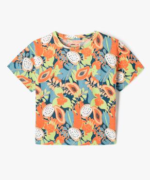 Tee-shirt manches courtes à motifs fleuris fille vue1 - GEMO (JUNIOR) - GEMO