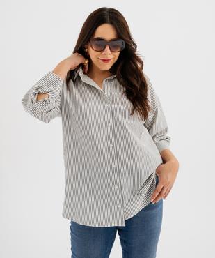Chemise rayée en maille gaufrée femme grande taille vue1 - GEMO (G TAILLE) - GEMO