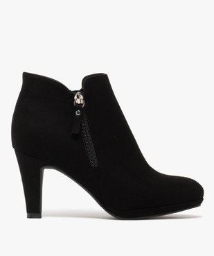 Bottines femme à talon en suédine et à zip vue2 - GEMO 4G FEMME - GEMO