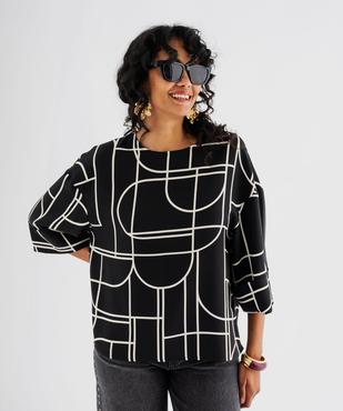 Blouse manches 3/4 en maille fluide à pois femme  vue1 - GEMO 4G FEMME - GEMO