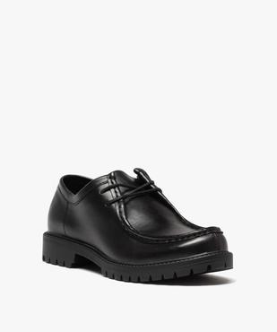 Derbies homme unis à semelle crantée et plateau cousu vue2 - GEMO(URBAIN) - GEMO