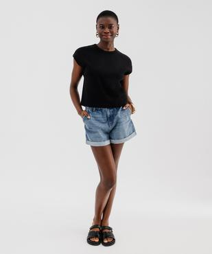 Tee-shirt sans manches en maille côtelée coupe oversize femme vue4 - GEMO 4G FEMME - GEMO