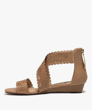 Sandales femme à brides perforées et talon fermé vue3 - GEMO (CASUAL) - GEMO
