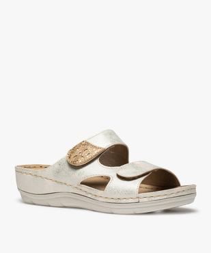 Mules femme confort dessus larges brides à scratch vue2 - GEMO (CONFORT) - GEMO