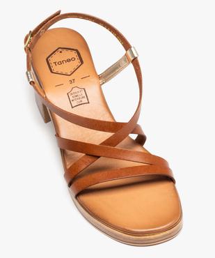 Sandales femme en cuir à talon carré et à fines brides - Taneo vue5 - TANEO - GEMO