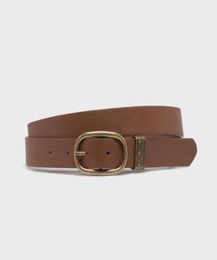 Ceinture lisse à boucle et passants en métal brossé femme vue1 - GEMO (ACCESS) - GEMO