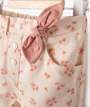 Pantalon en velours côtelé à motifs fleuris bébé fille vue2 - GEMO(BEBE DEBT) - GEMO