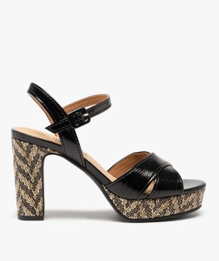 Sandales femme à talon et semelle plateforme dessus verni vue1 - GEMO(URBAIN) - GEMO