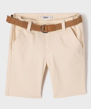 Bermuda chino en coton stretch avec ceinture garçon vue2 - GEMO (ENFANT) - GEMO