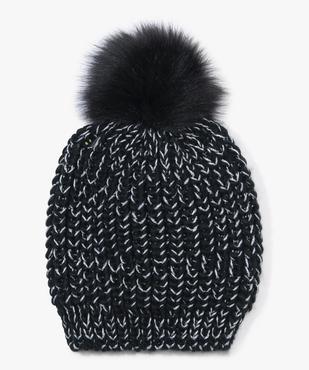 Bonnet fille en maille pailletée avec pompon en poils duveteux vue1 - GEMO (ENFANT) - GEMO