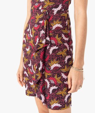 Robe femme imprimée à manches courtes effet drapé vue2 - GEMO(FEMME PAP) - GEMO