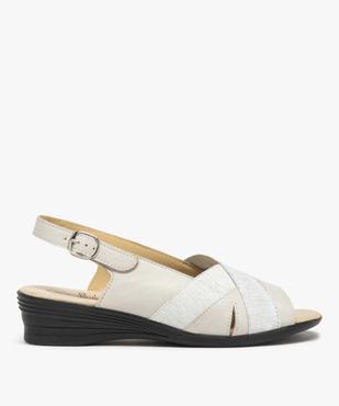 Sandales femme confort en cuir à talon compensé  vue1 - GEMO (CONFORT) - GEMO