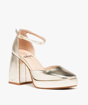 Escarpins femme vernis à bout carré et talon flare vue2 - GEMO(URBAIN) - GEMO