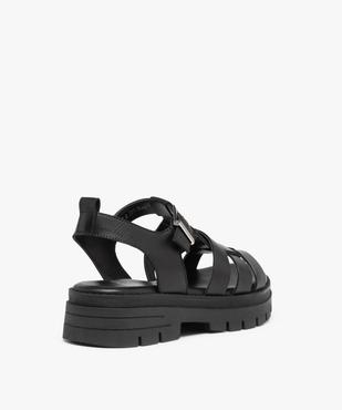 Sandales femme à semelle crantée et brides en cuir vue4 - GEMO (CASUAL) - GEMO