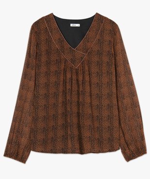 Blouse femme en voile imprimé et fines rayures pailletées vue4 - GEMO(FEMME PAP) - GEMO
