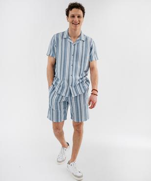 Bermuda rayé en textile de coton tissé homme vue4 - GEMO 4G HOMME - GEMO