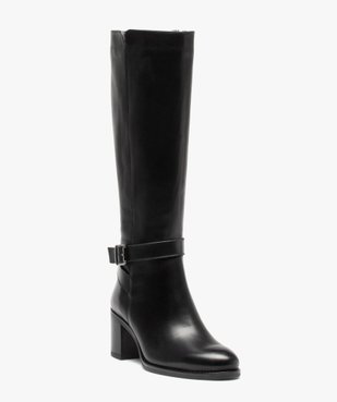 Bottes femme à talon dessus cuir uni et bride à boucle - Tanéo vue2 - TANEO - GEMO