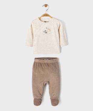 Pyjama 2 pièces en velours ouverture devant bébé garçon vue1 - GEMO 4G BEBE - GEMO