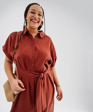 Robe chemise longue à manches courtes en maille fluide femme grande taille vue2 - GEMO 4G GT - GEMO