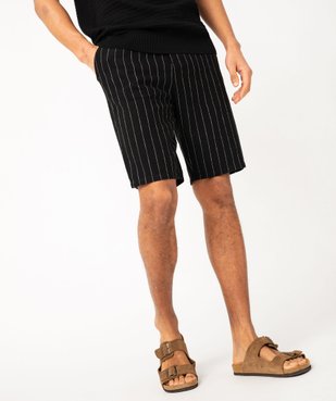 Bermuda en lin mélangé coupe droite homme vue1 - GEMO 4G HOMME - GEMO