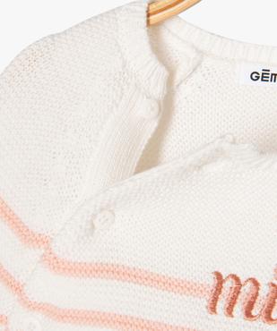 Pull brassière rayé avec message brodé bébé fille vue3 - GEMO(BB COUCHE) - GEMO