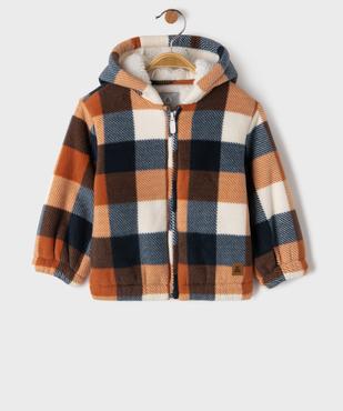 Blouson à capuche en velours à carreaux doublure sherpa bébé garçon - LuluCastagnette  vue1 - LULUCASTAGNETTE - GEMO