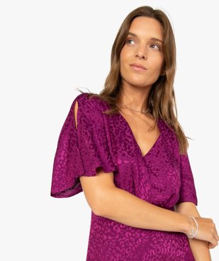 Robe femme à manches courtes avec motifs scintillants ton sur ton vue2 - GEMO(FEMME PAP) - GEMO