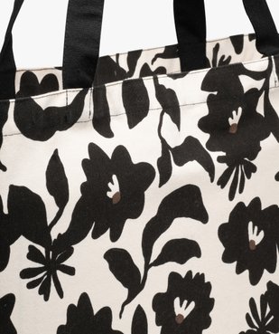 Tote bag en toile à motifs fleuris vue3 - GEMO (ACCESS) - GEMO