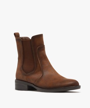 Boots femme fourrées style Chelsea en suédine vue2 - GEMO (CASUAL) - GEMO