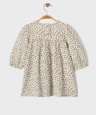 Robe à manches longues en gaze de coton à motifs fleuris bébé fille vue3 - GEMO(BEBE DEBT) - GEMO