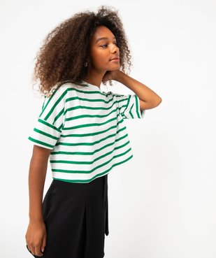 Tee-shirt à manches courtes rayé coupe courte femme vue2 - GEMO(FEMME PAP) - GEMO