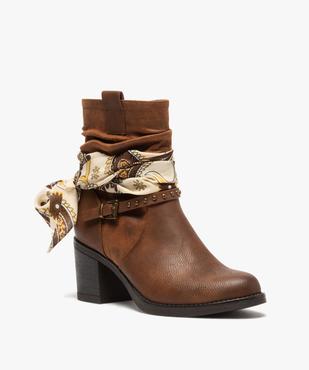Boots femme à talon avec foulard et brides décoratives vue2 - GEMO(URBAIN) - GEMO