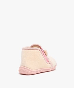 Chaussons bébé fille bottillons zippés avec oreilles en relief vue4 - GEMO 4G BEBE - GEMO