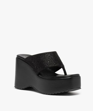 Mules femme compensées à entre-doigts orné de strass vue2 - GEMO(URBAIN) - GEMO