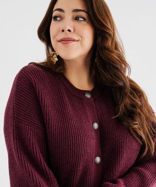 Gilet à col rond en grosse maille femme grande taille vue2 - GEMO (G TAILLE) - GEMO
