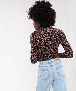 Tee-shirt manches longues et col roulé imprimé femme vue3 - GEMO 4G FEMME - GEMO