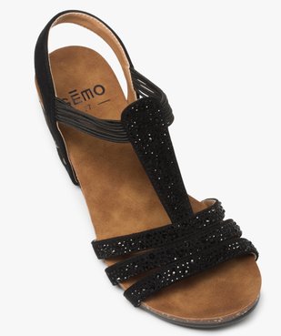 Sandales femme compensées à brides strass élastiquées vue5 - VALENTINA BALDA - GEMO
