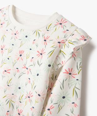 Sweat à motifs fleuris avec volants sur les épaules fille vue2 - GEMO 4G FILLE - GEMO