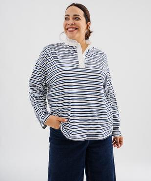 Polo manches longues avec col froncé femme grande taille vue3 - GEMO (G TAILLE) - GEMO