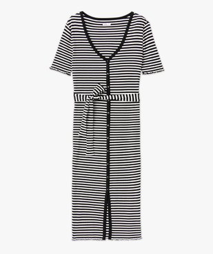 Robe chemise en maille côtelée rayée à manches courtes femme vue5 - GEMO(FEMME PAP) - GEMO
