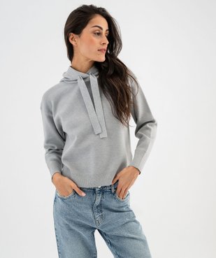 Pull large à capuche avec liens pailletés femme vue2 - GEMO(FEMME PAP) - GEMO