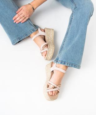 Sandales femme à fines brides cuir et semelle plateforme vue1 - GEMO(URBAIN) - GEMO