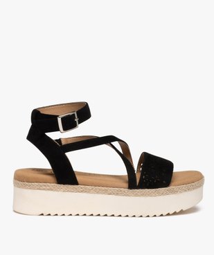 Sandales femme à semelle plateforme et dessus suédine vue1 - GEMO (CASUAL) - GEMO
