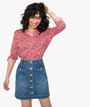Tee-shirt femme avec manches ¾ avec smocks sur les épaules vue1 - GEMO 4G FEMME - GEMO