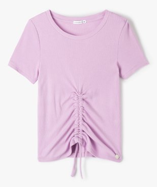 Tee-shirt fille à manches courtes en maille côtelée - LuluCastagnette vue1 - LULUCASTAGNETTE - GEMO