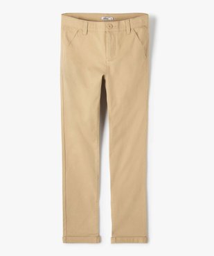 Pantalon garçon chino uni à revers vue2 - GEMO 4G GARCON - GEMO