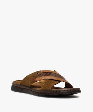 Mules homme en cuir à larges brides croisées vue2 - GEMO (CASUAL) - GEMO